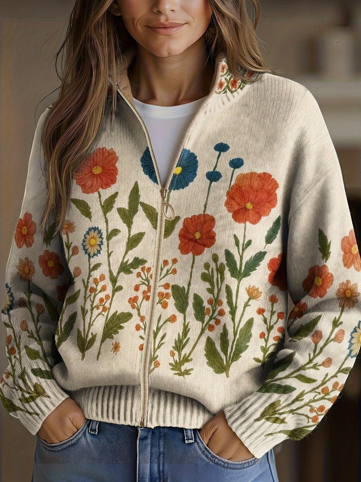 Alessia | Cardigan con motivo di fiori selvatici