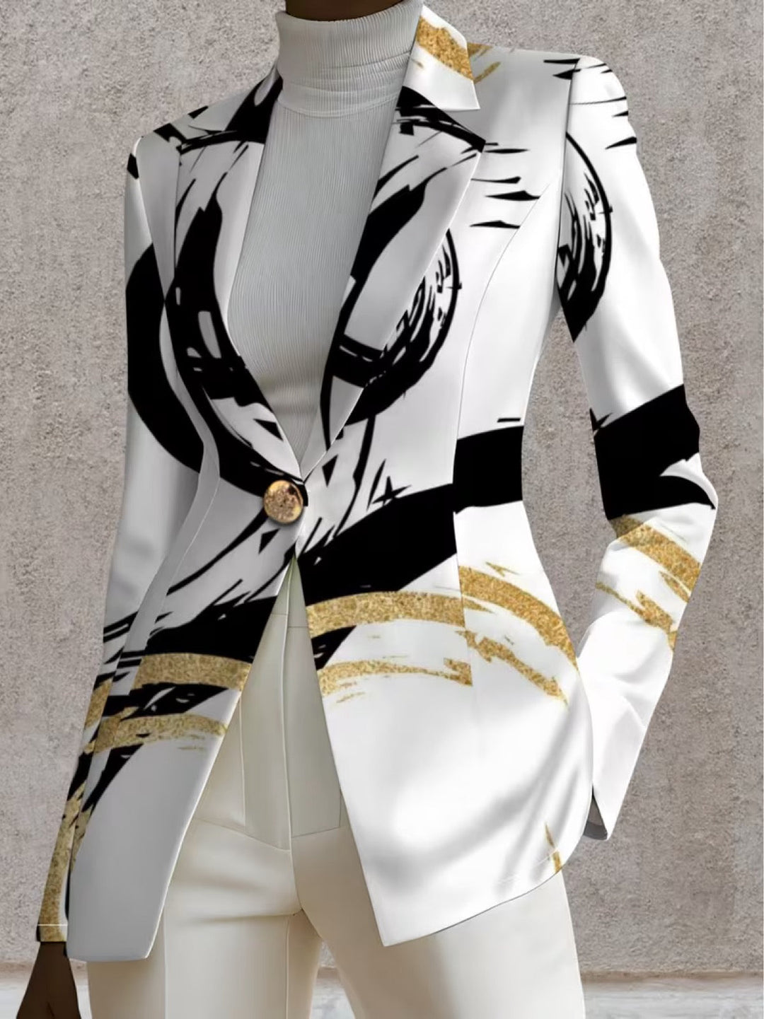 Olivia | Blazer Astratto Nero e Oro da Donna