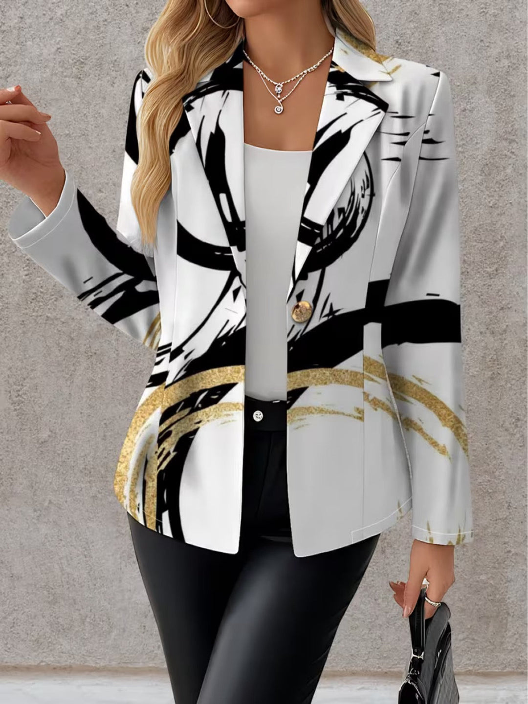 Olivia | Blazer Astratto Nero e Oro da Donna