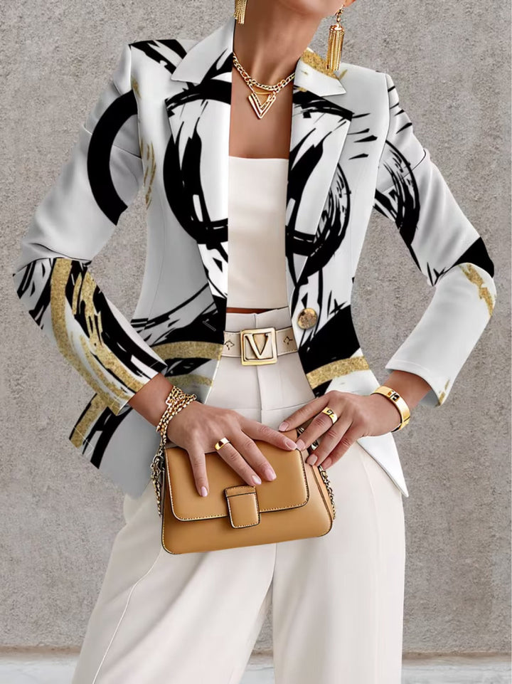 Olivia | Blazer Astratto Nero e Oro da Donna