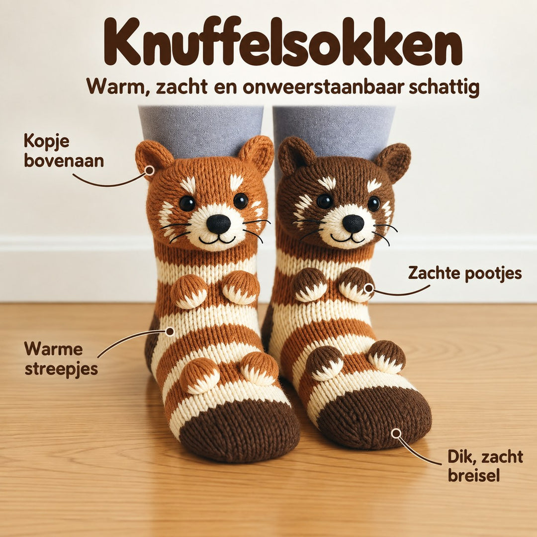 Noor | Calzini Coccolosi a Righe Panda Rosso