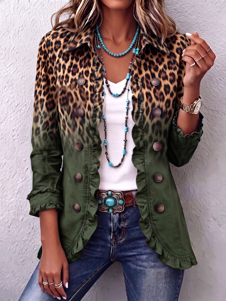 Susanna | Giacca blazer con ombré leopardato e ruches