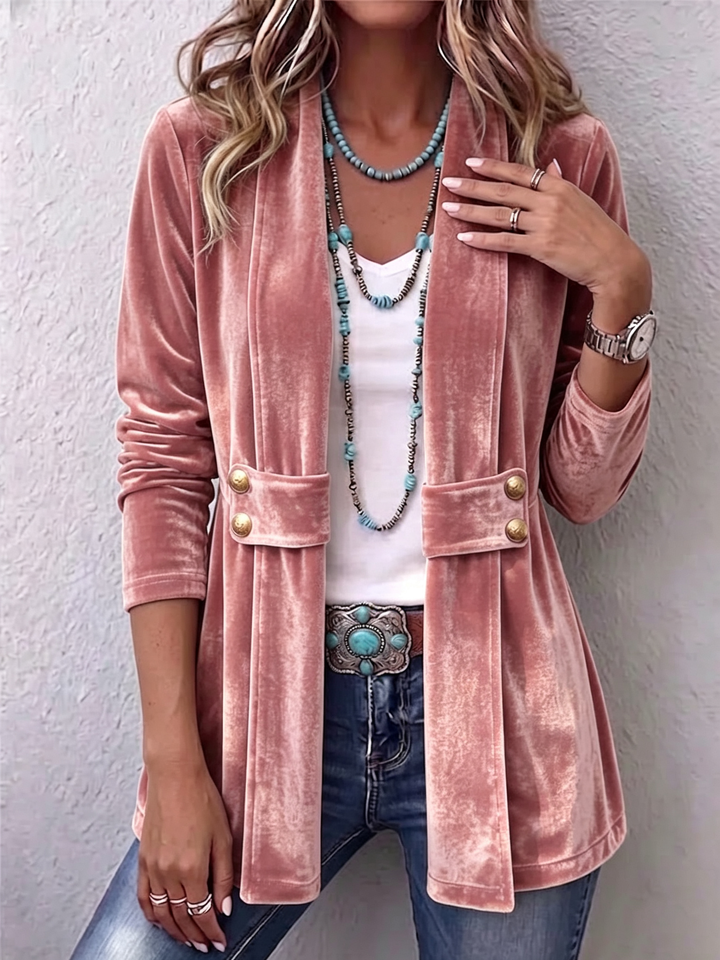 Valentina | Cappotto vintage lungo con colletto a revers e dettagli con bottoni