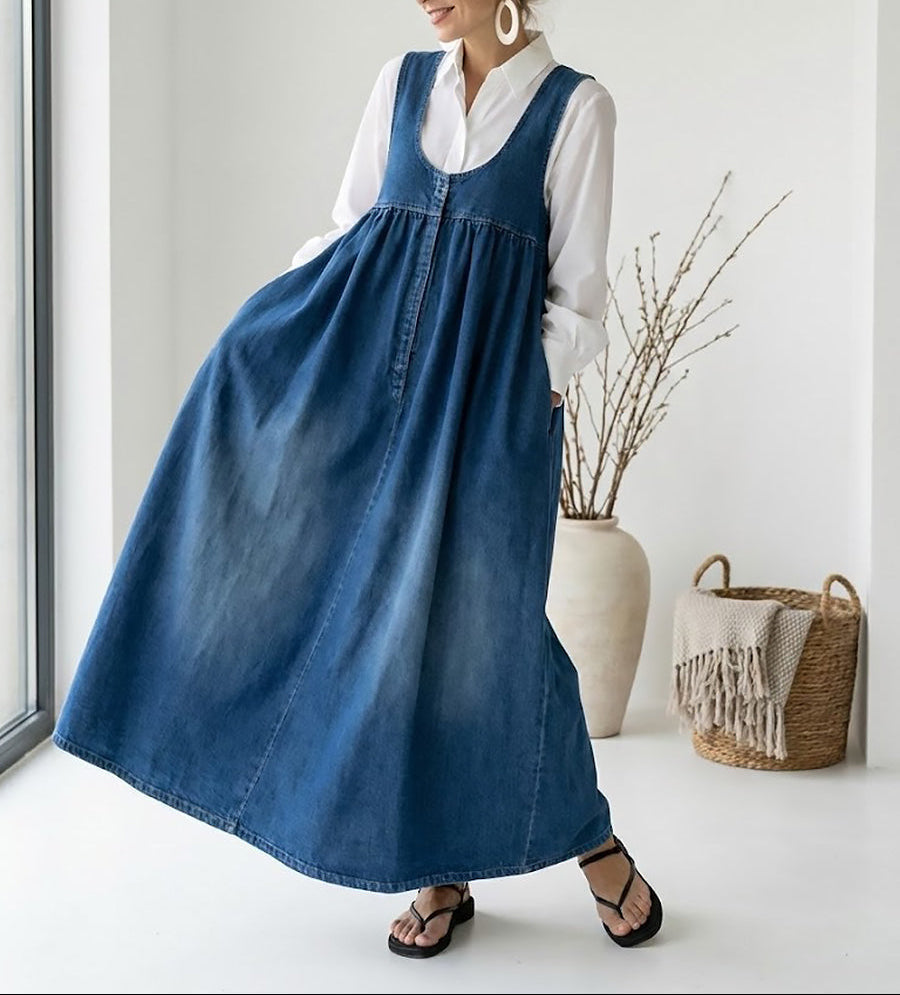 Irene - Maxi Abito in Denim Vintage