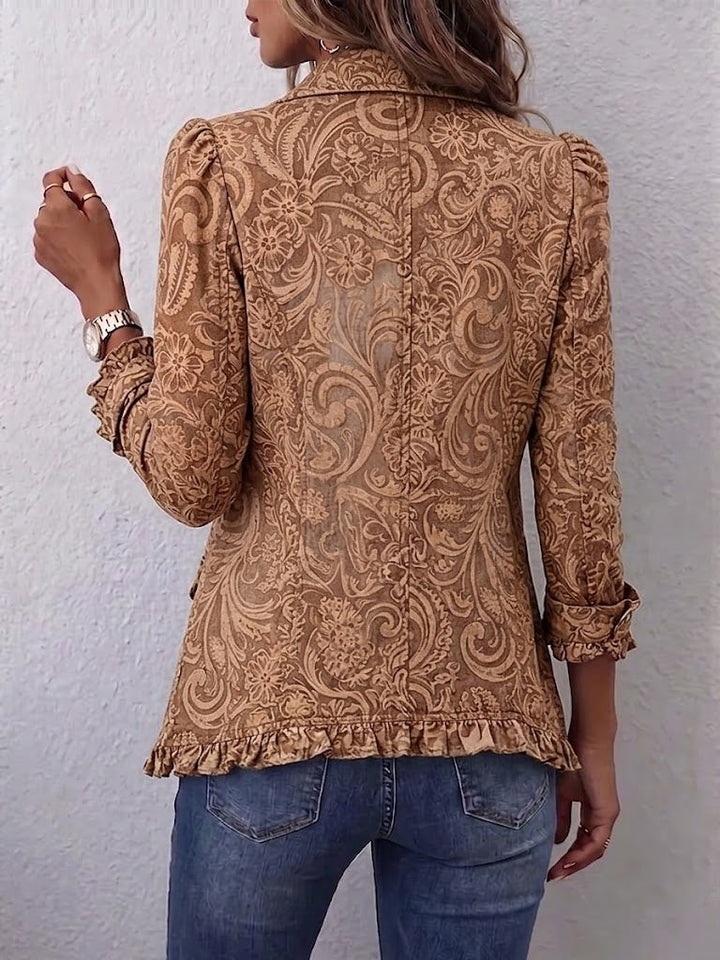 Giovanna | Giacca boho con stampa floreale e dettagli a ruches