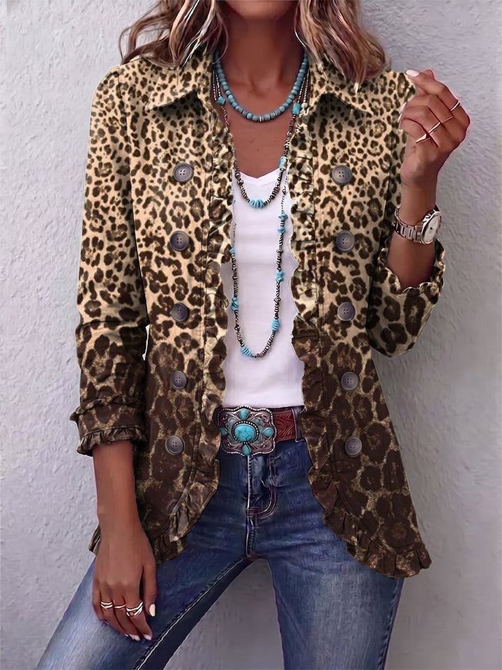 Ilaria | Giacca con ruches e stampa leopardata